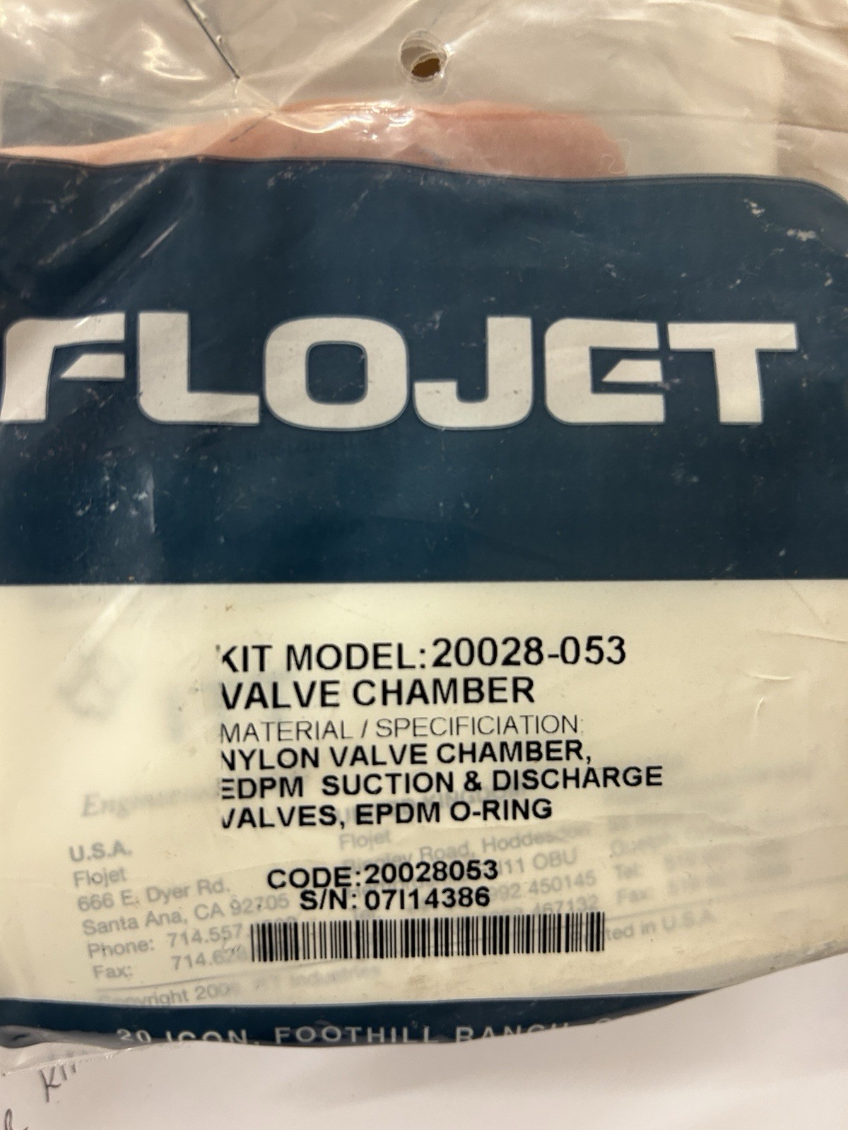Flojet Pump Valve Chamber Kit #20028-053