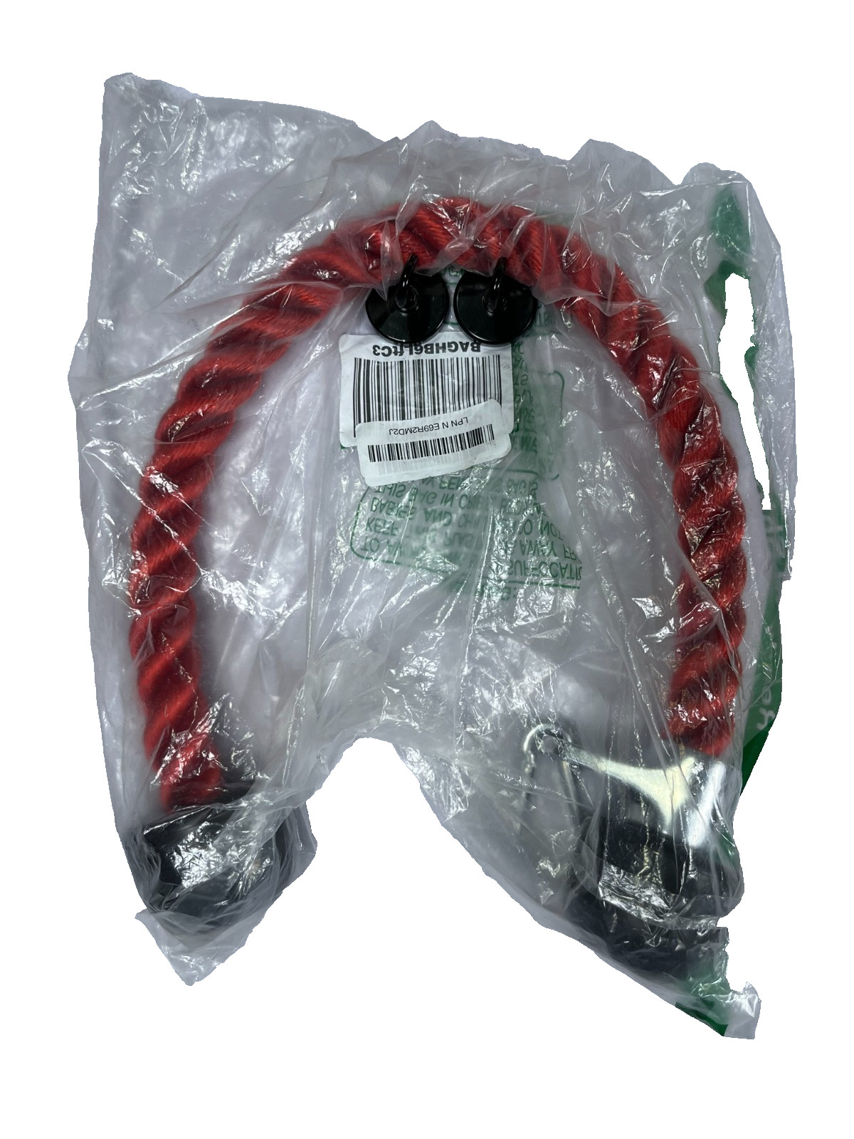 Tricep Rope Cable Attachment Red Braided Gym Handle w/ Carabiner New