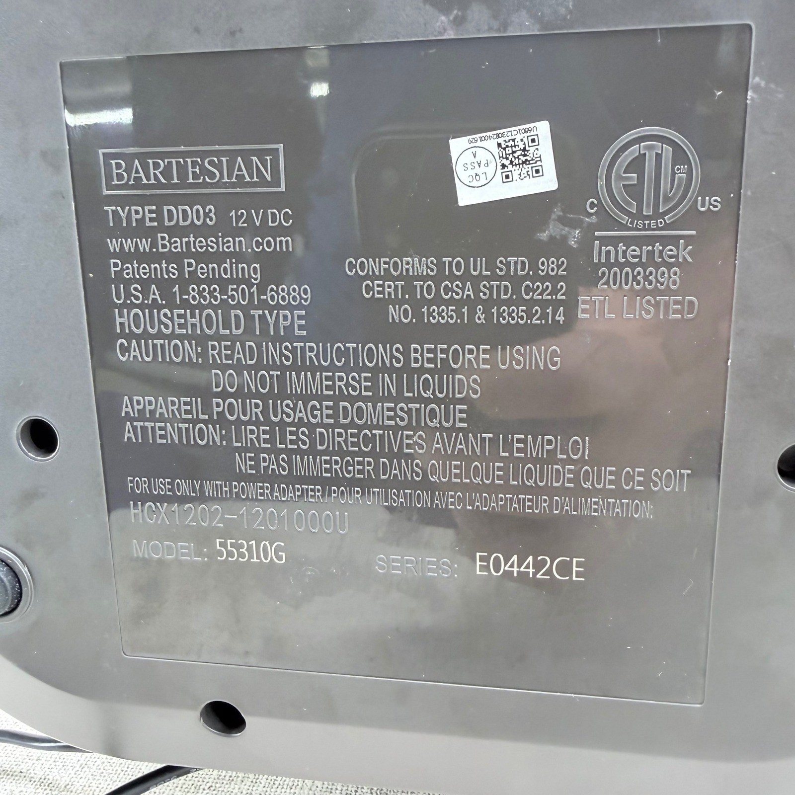 Bartesian Premium Cocktail Machine Margarita Maker Grey 55300 Missing Lid
