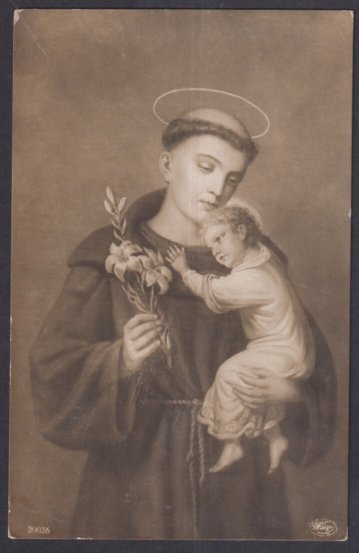 Holy card antique postale de San Antonio de Padua santino estampa