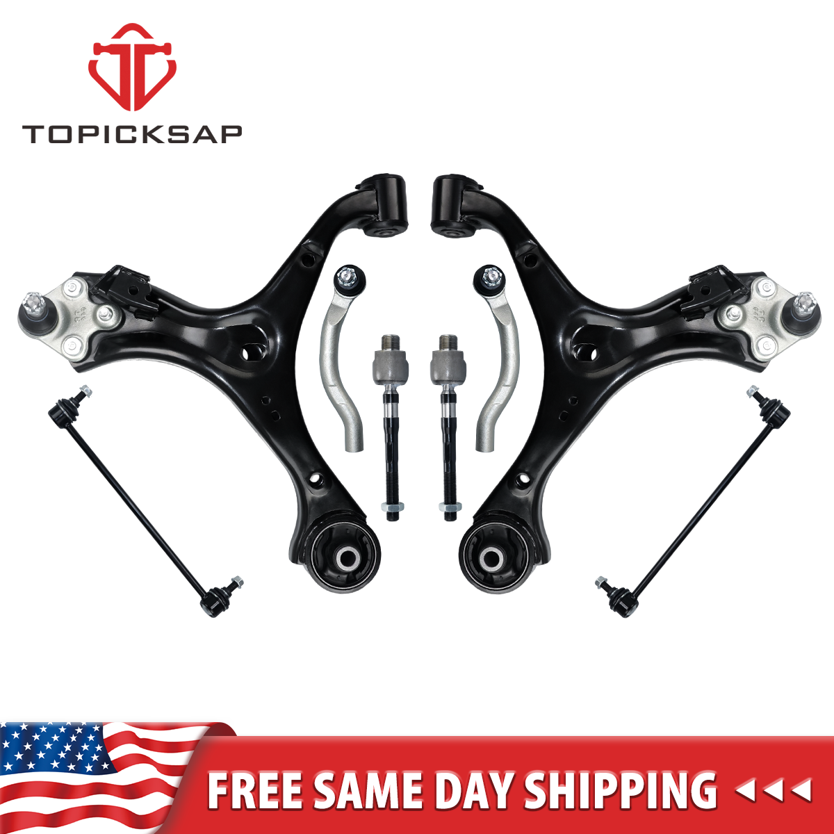 (8) Kit For 2013 - 2015 Honda Civic Front Lower Control Arm Ball Joint Tie Rods