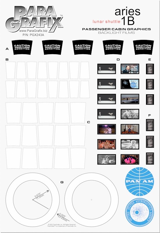 2001 A Space Odyssey - Aries 1B Passenger Cabin Graphics 1/48 scale PGX243