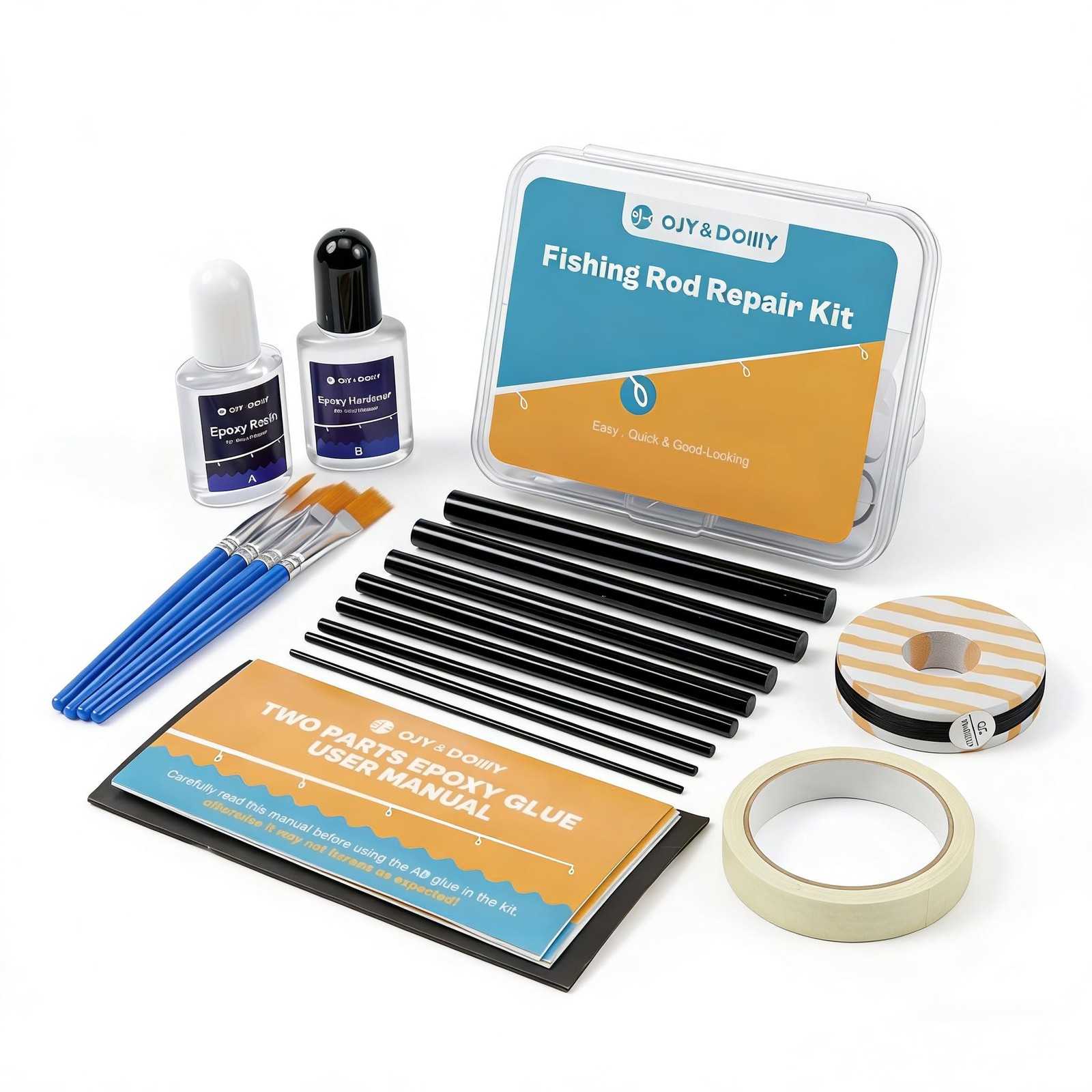 Fishing Rod Repair Kit Complete,Full Supplies with Glue Large, Inserts-Kit
