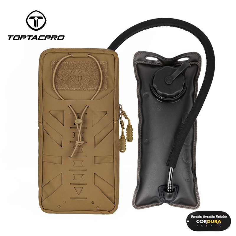 TOPTACPRO Tactical Hydration Pouch Bag w/ 1L Hydration Bladder MOLLE Laser