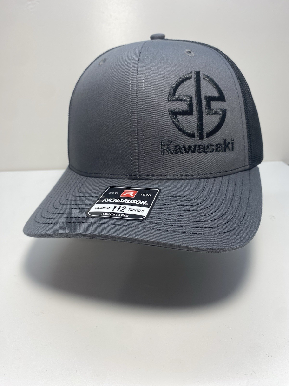 🔥 Kawasaki River Logo Hat New! Embroidered Richardson 112 Charcoal/Black Mesh