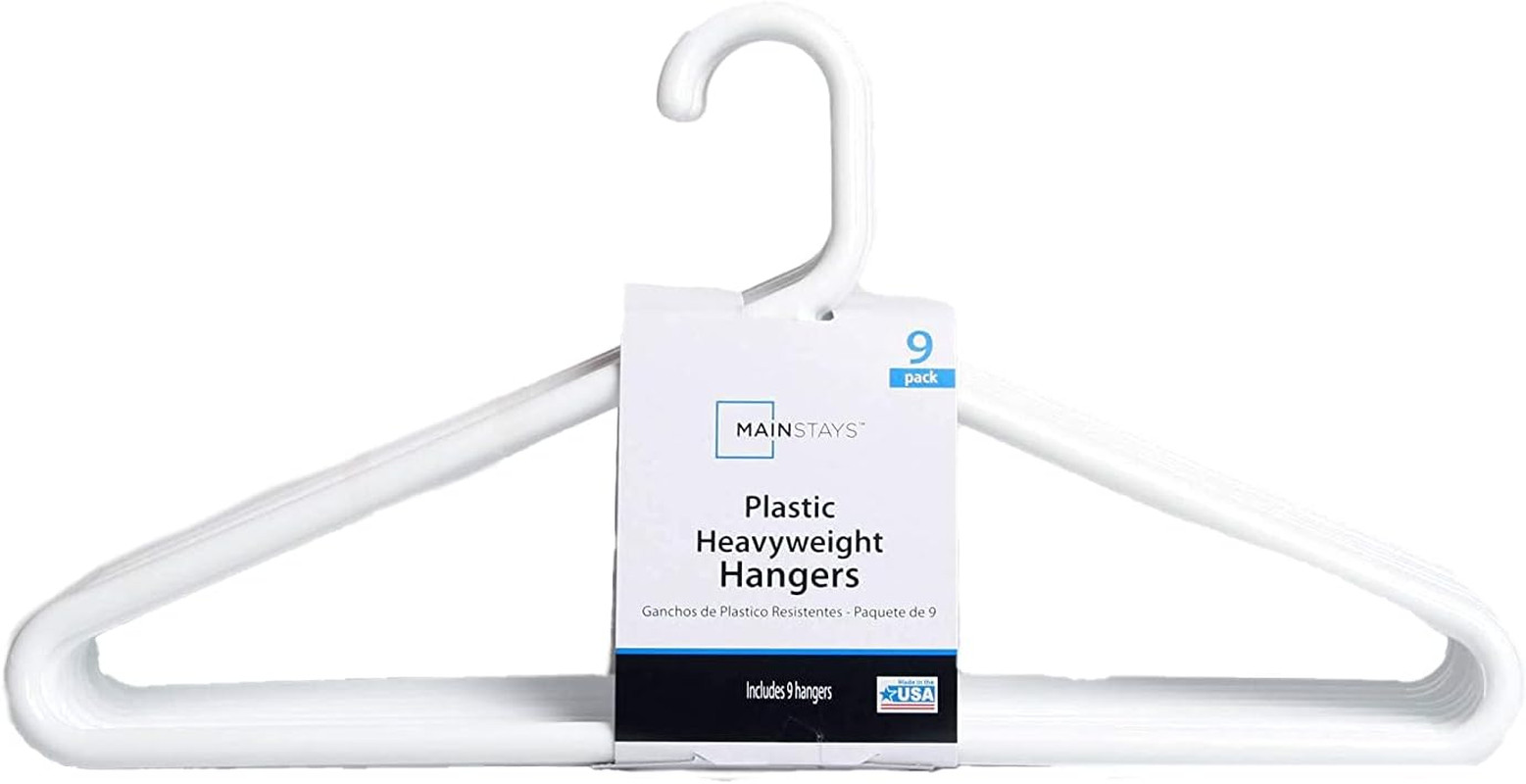 Strong Extra Heavy Adult Plastic Tube Hangers - White - 9 Ct