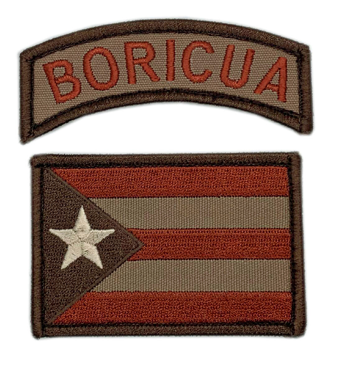 Puerto Rico State Flag Boricua Patch [2PC - Hook Fastener Backing - PR1,T1]