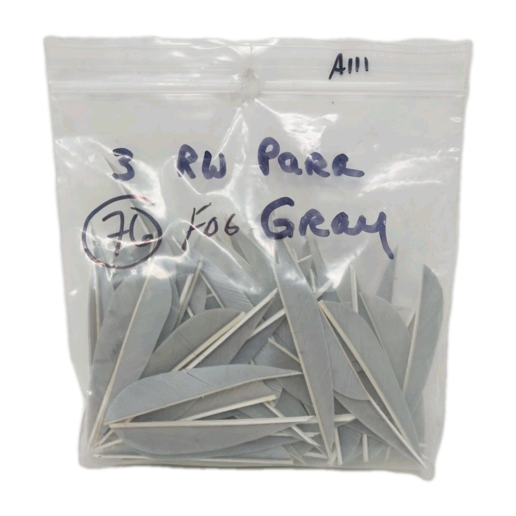 76 Count Archery Arrow Feathers 3" Right Wing Parabolic: Fog Gray