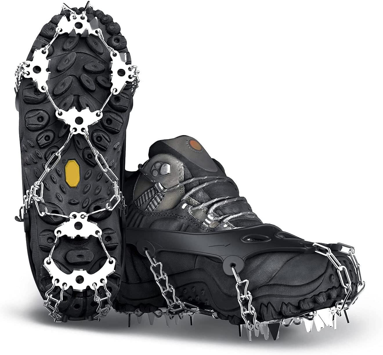 Yesloo Crampons, Ice Snow Grips 24 Teeth Stainless Steel Traction Snow Cleats