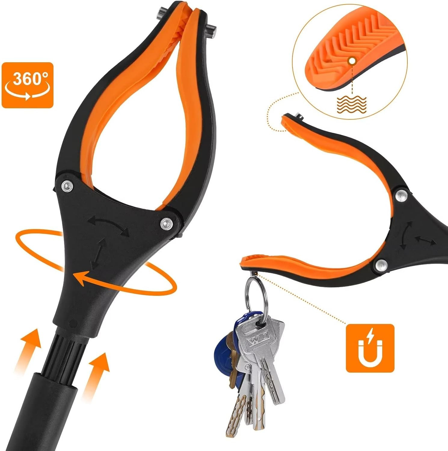 43" Extra Long Grabber Tool, Foldable Grabbers for Elderly Grab It Reaching Tool