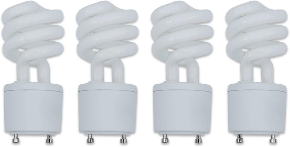 13 Watt Spiral Compact Fluorescent CFL Bulbs T2 Twist & Lock Base GU24 2-Prong