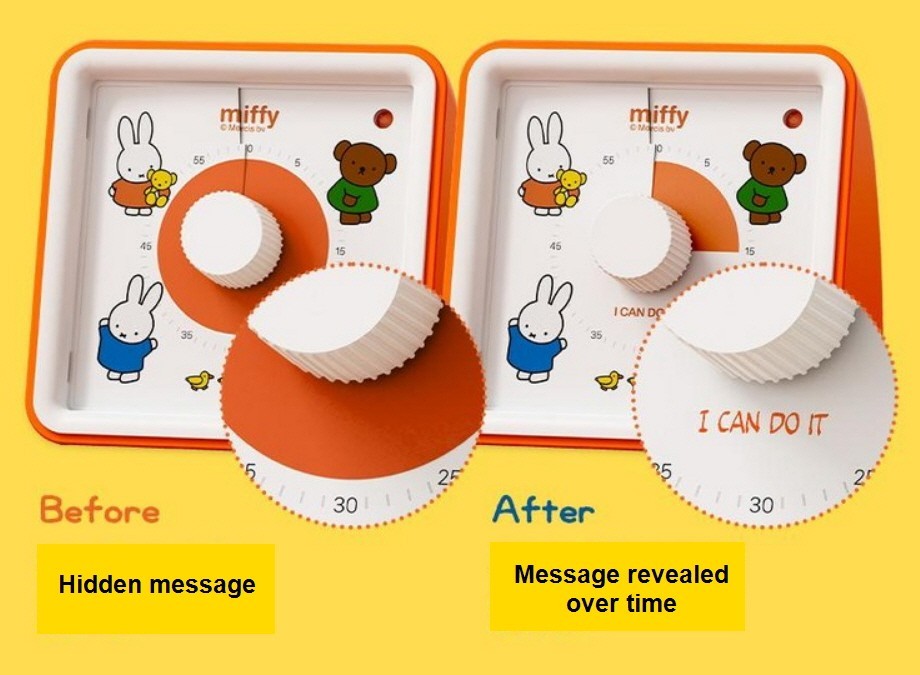 Miffy Pomodoro Timer Silent LED Study Kitchen Countdown Timer 60 Min