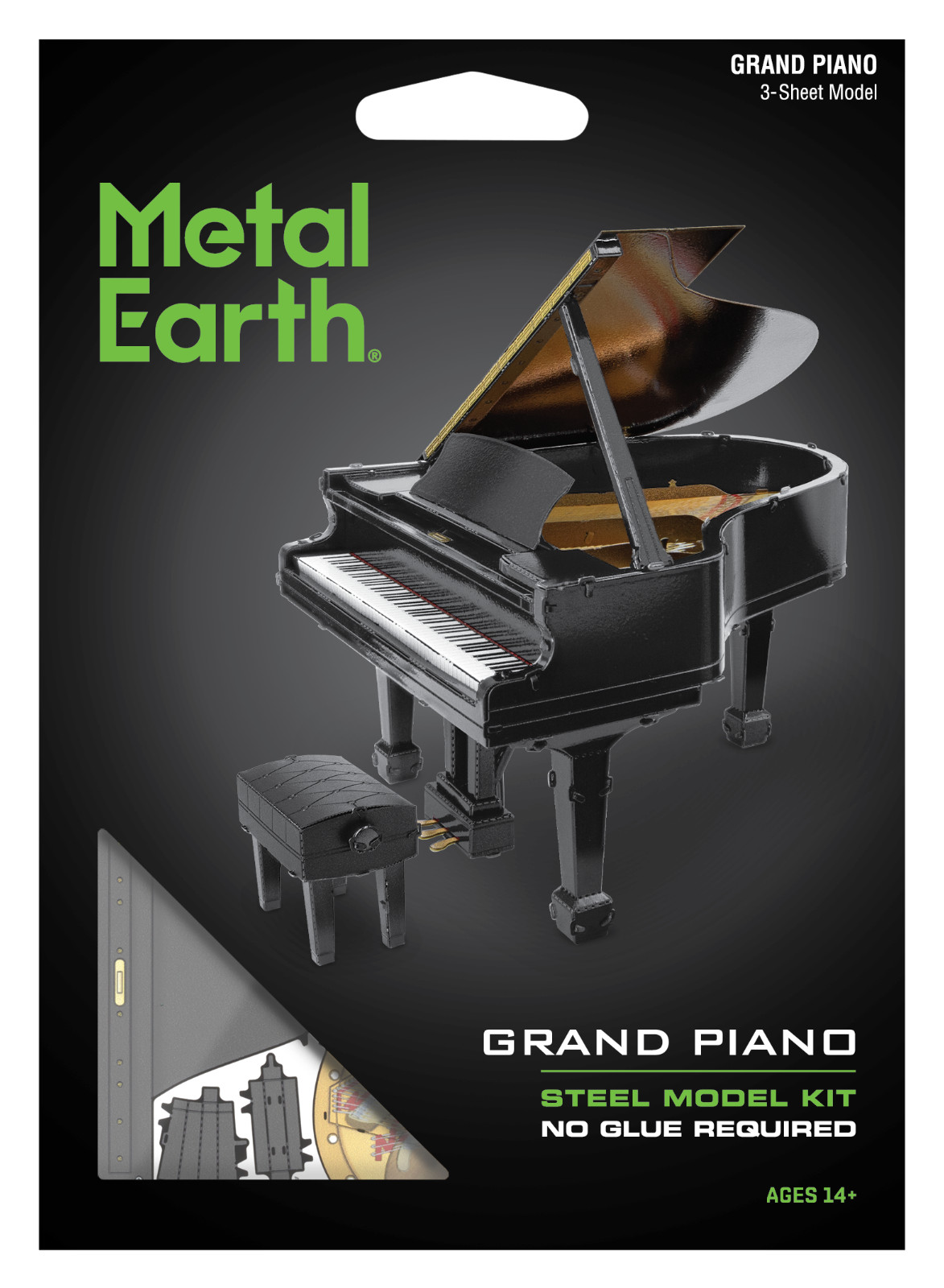 Fascinations Metal Earth GRAND PIANO Musical Instrument 3D Steel Metal Model Kit