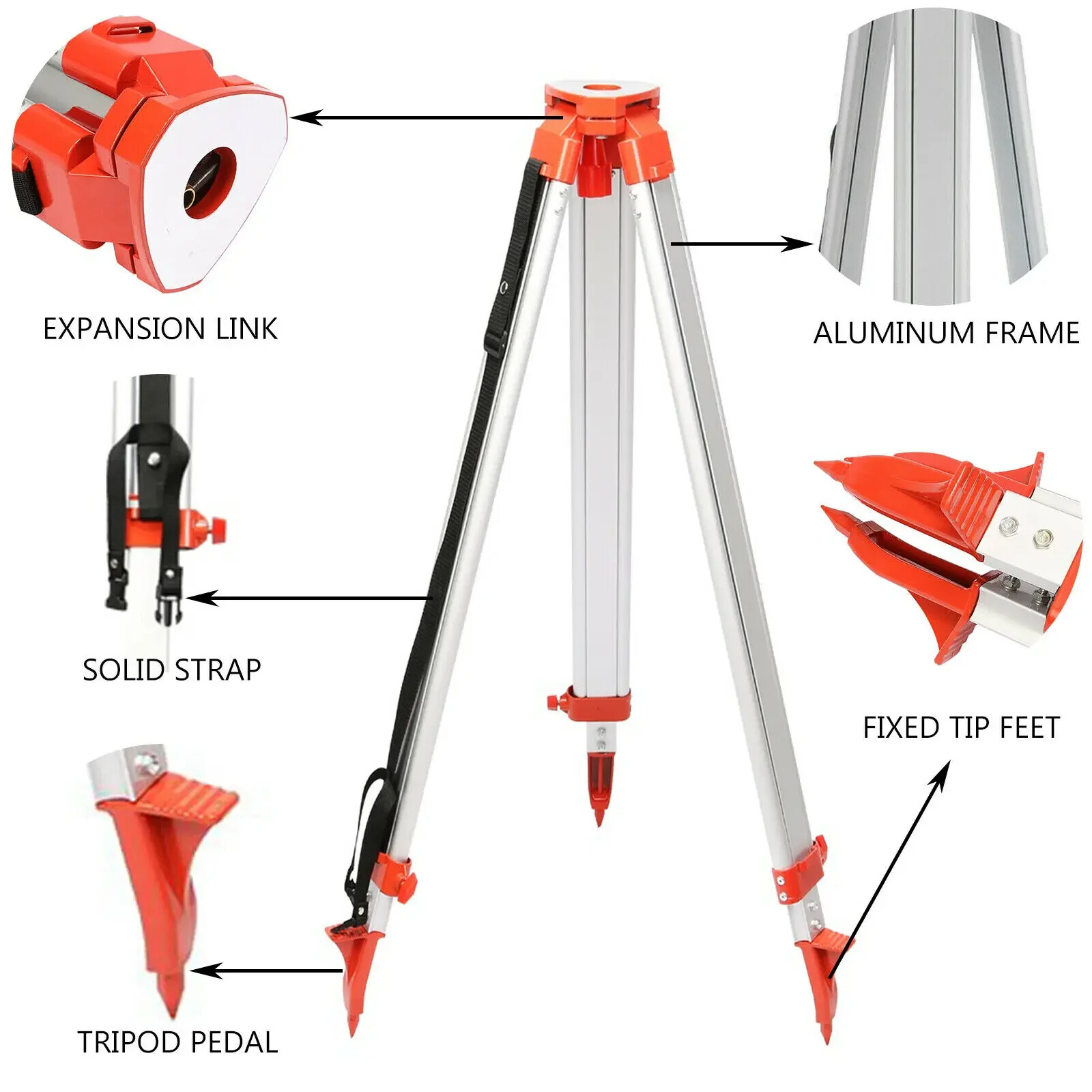 Universal Tripod Rod Combo Height Adjustable Laser Level Stand Scale Surveying
