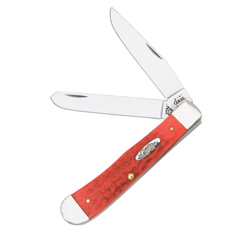 Case XX Trapper Pocket Knife Stainless Steel Clip / Spey Blades Red Bone Handle