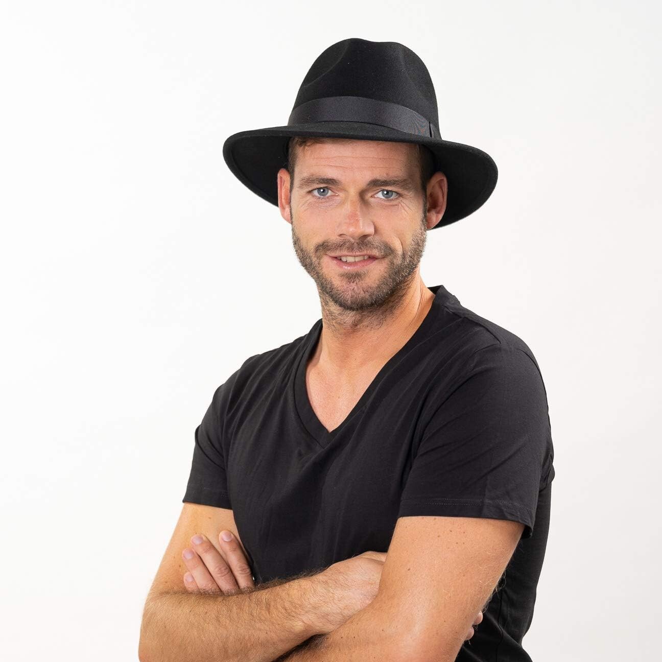 Wool Felt Wide Brim Fedora Hats for Women Men