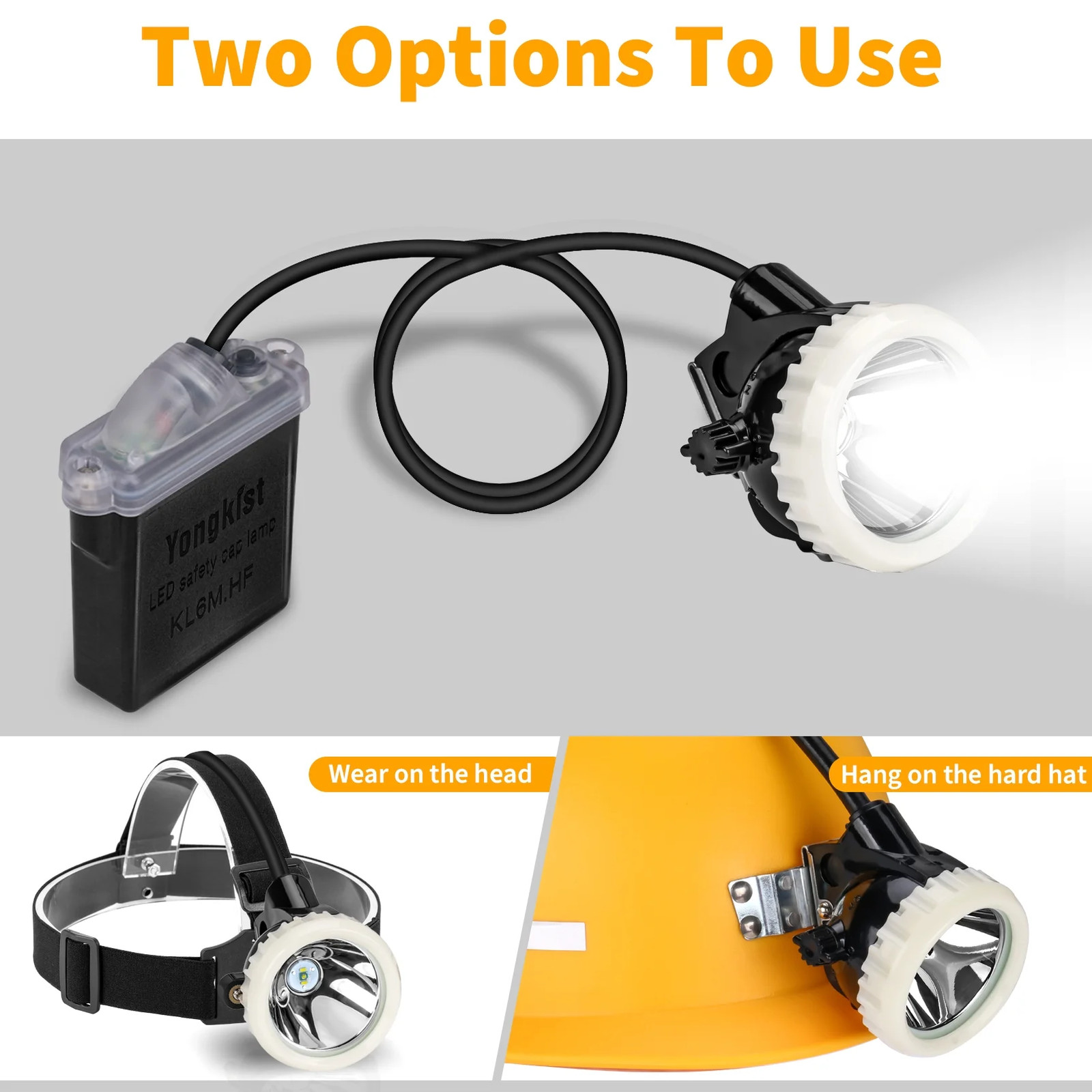 Rechargeable Mining Headlight 1+2 LED Superbright Mining Headlamp Hard Hat Lamp