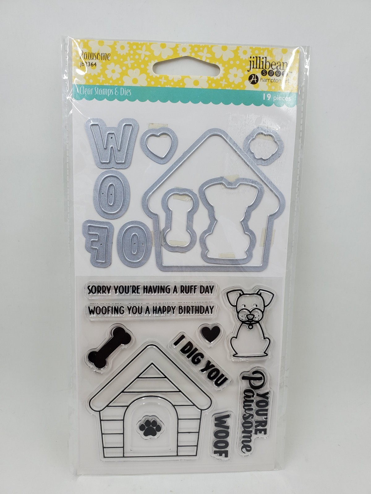 VS1 Hampton Art Jillibean Pawsome Dog Clear Stamps And Dies Set New