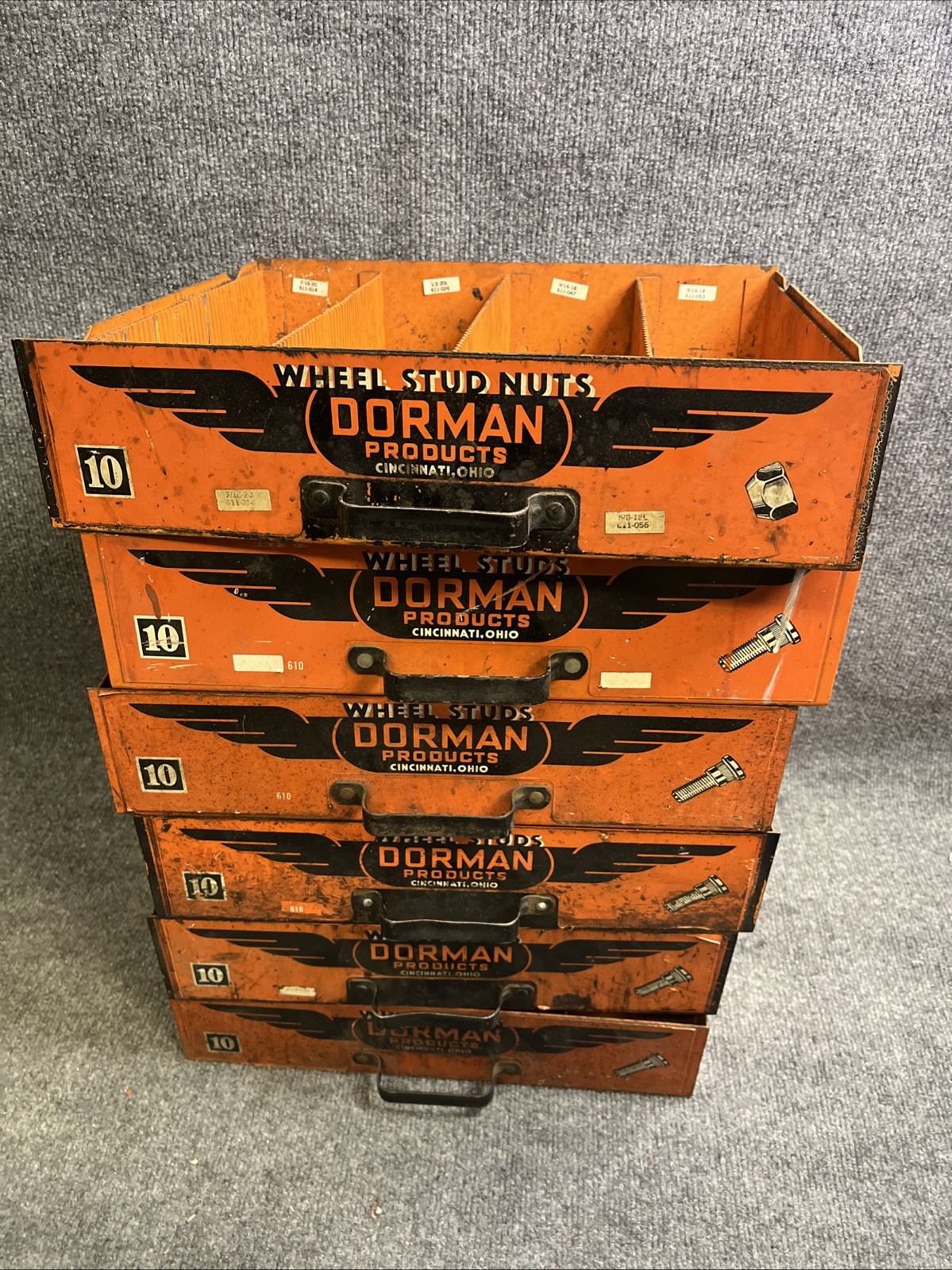Vintage DORMAN PRODUCTS #10  Wheel Studs Automotive Parts Steel Drawer USA Made