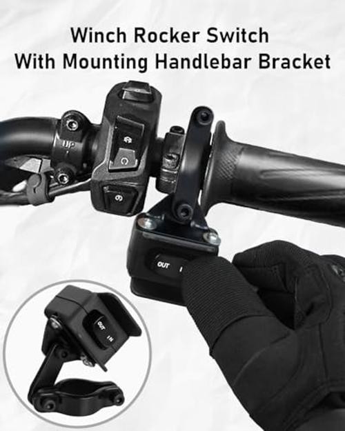 Belinous 12V ATV Winch Switch with Mounting Bracket, Handlebar Winch Black