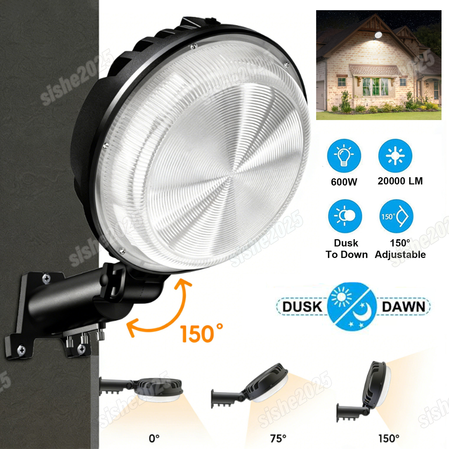 600W Flood Light LED Barn Yard Street Outdoor Security Dusk to Dawn Waterproof