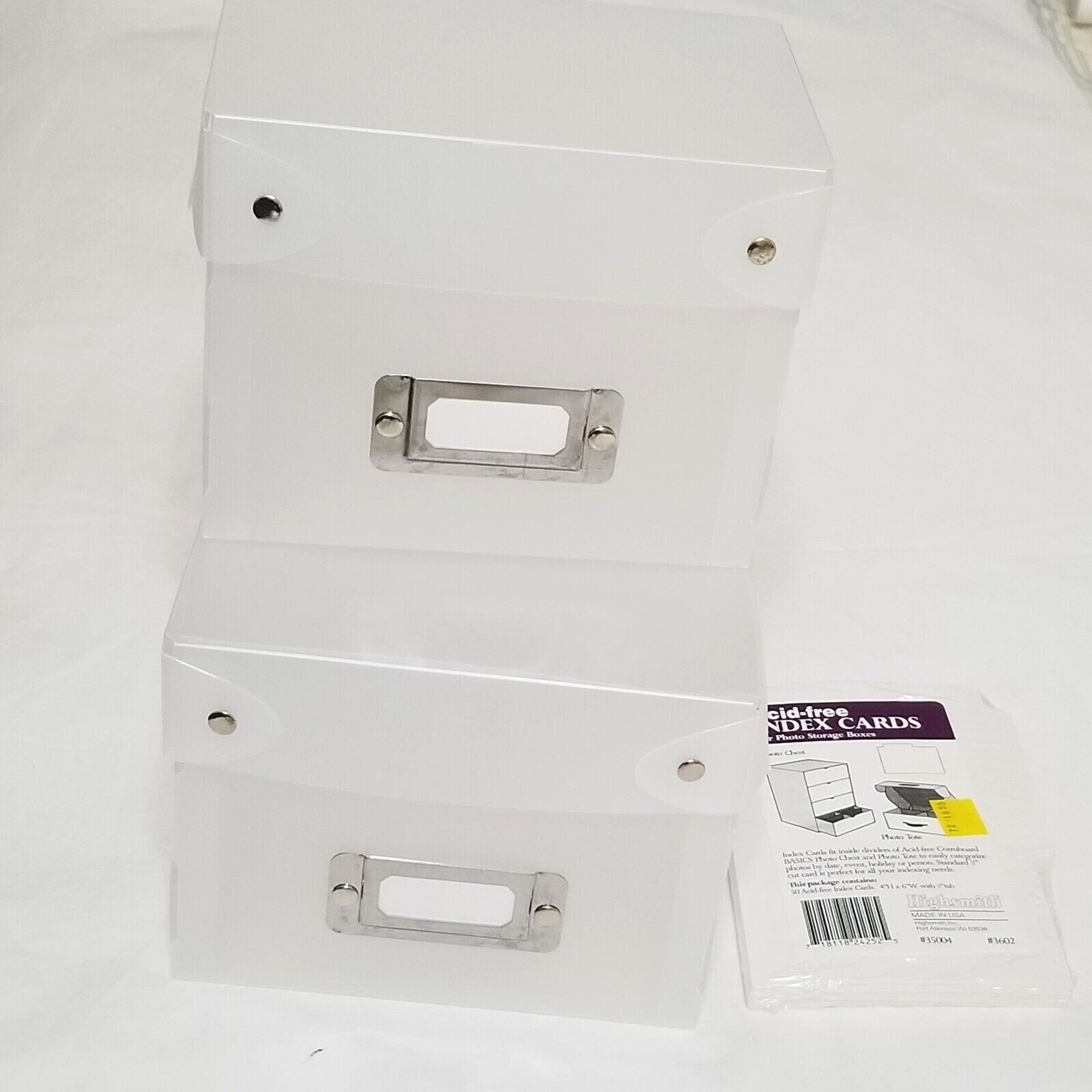 UNUSED Lot 2 Photo Storage Boxes Plastic Labels Index Cards (Cropper Hopper)