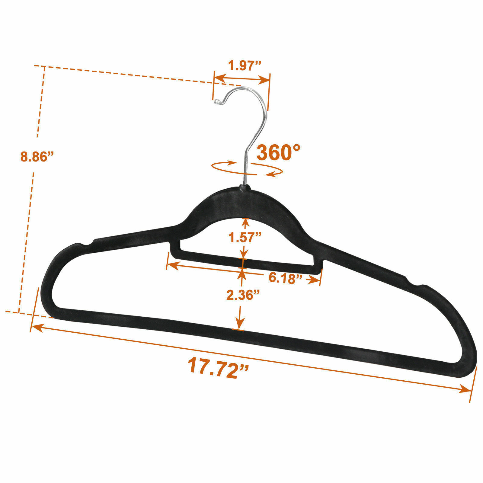 100PCS Velvet Hangers Premium Non-Slip Flocked Clothes Hangers 360° Swivel Hook