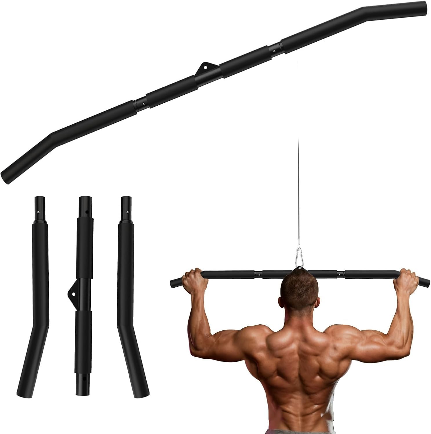 40 In LAT Pull Down Bar NonSlip Grip Pulldown Attachment Pulley Cable Machine