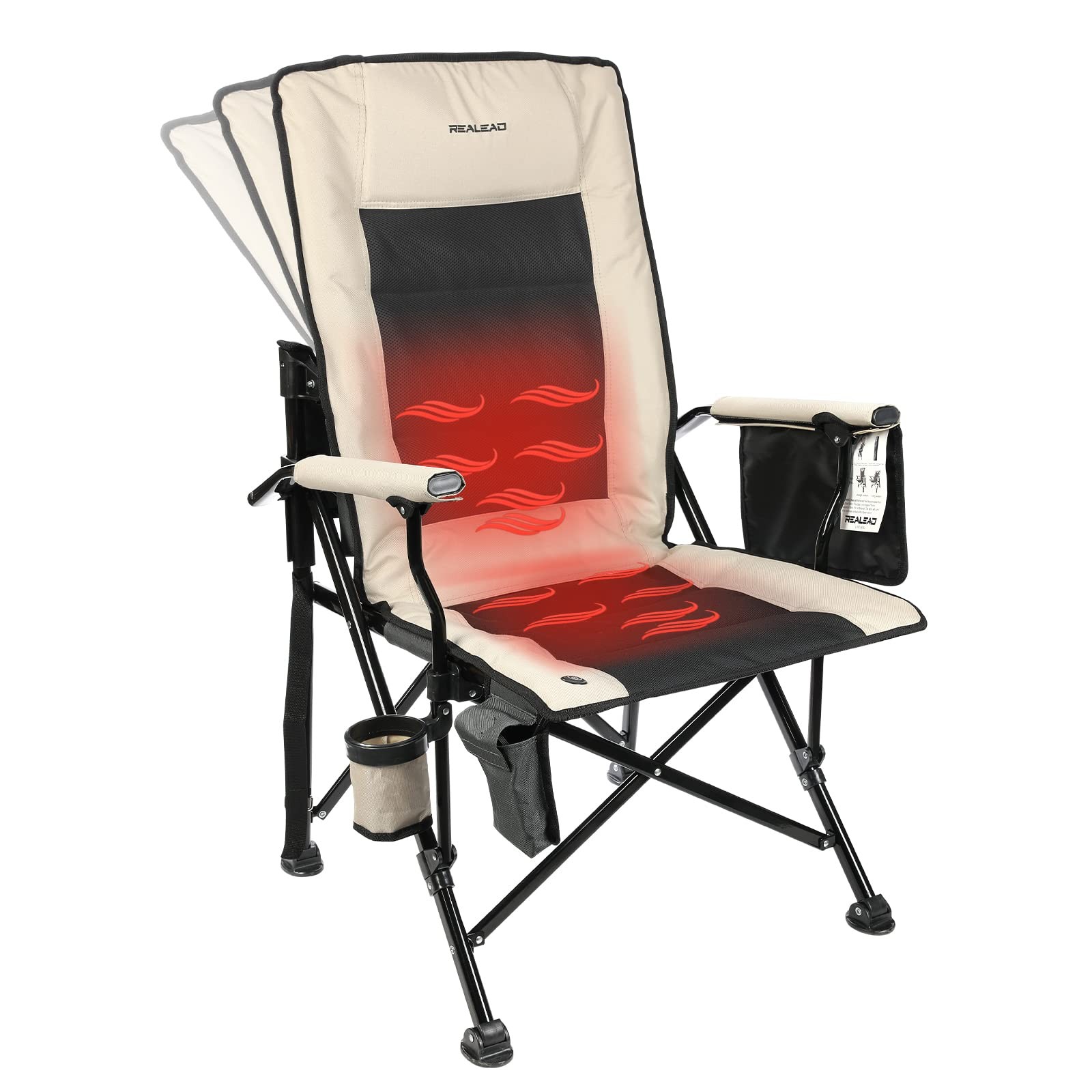 REALEAD Heated Camping Chair - Fully Padded - Heated Chairs Outdoor Sports - ...