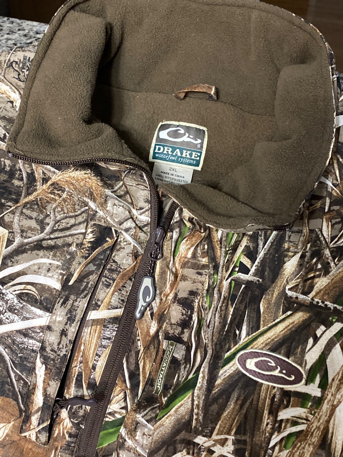 Drake Waterfowl Realtree Max-5 Camo 1/2 Zip Jacket Fleece Camouflage Mens 2 XL