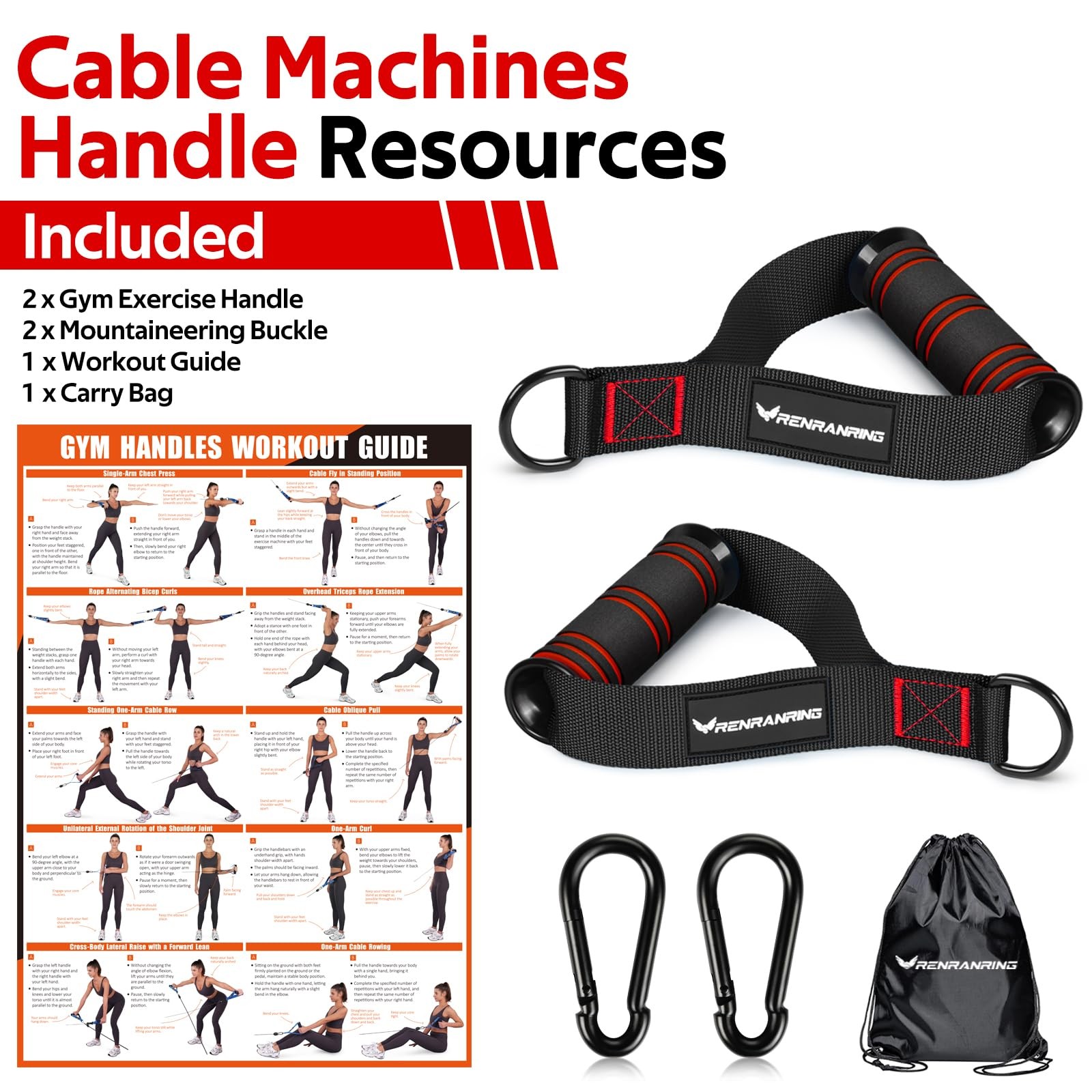 RENRANRING Gym Exercise Handles, Replacement Handle Attachments for Cable Mac...