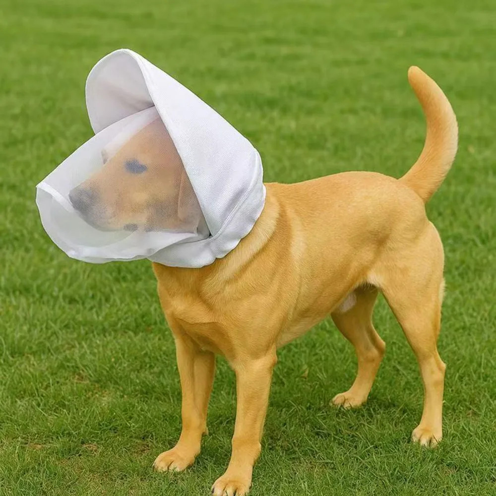 Breathable Mesh Dog Protective Mask Ear Shield Veil Pet Head Cover Po