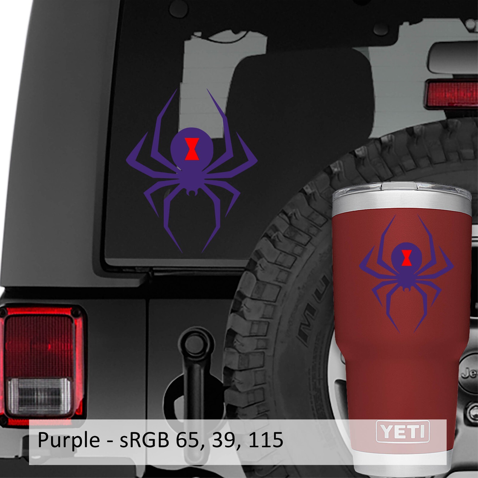 Black Widow Spider 2-Layered Vinyl Decal