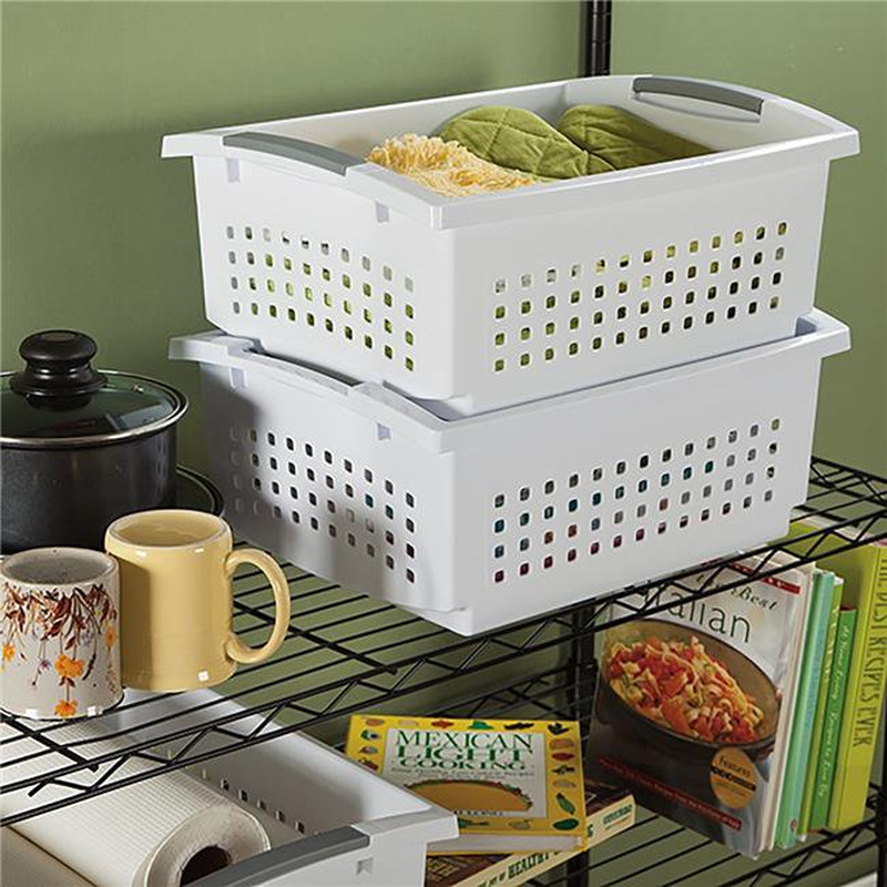 Stylish Stacking Large Storage Basket Home Office Laundry Storage Bin Box
