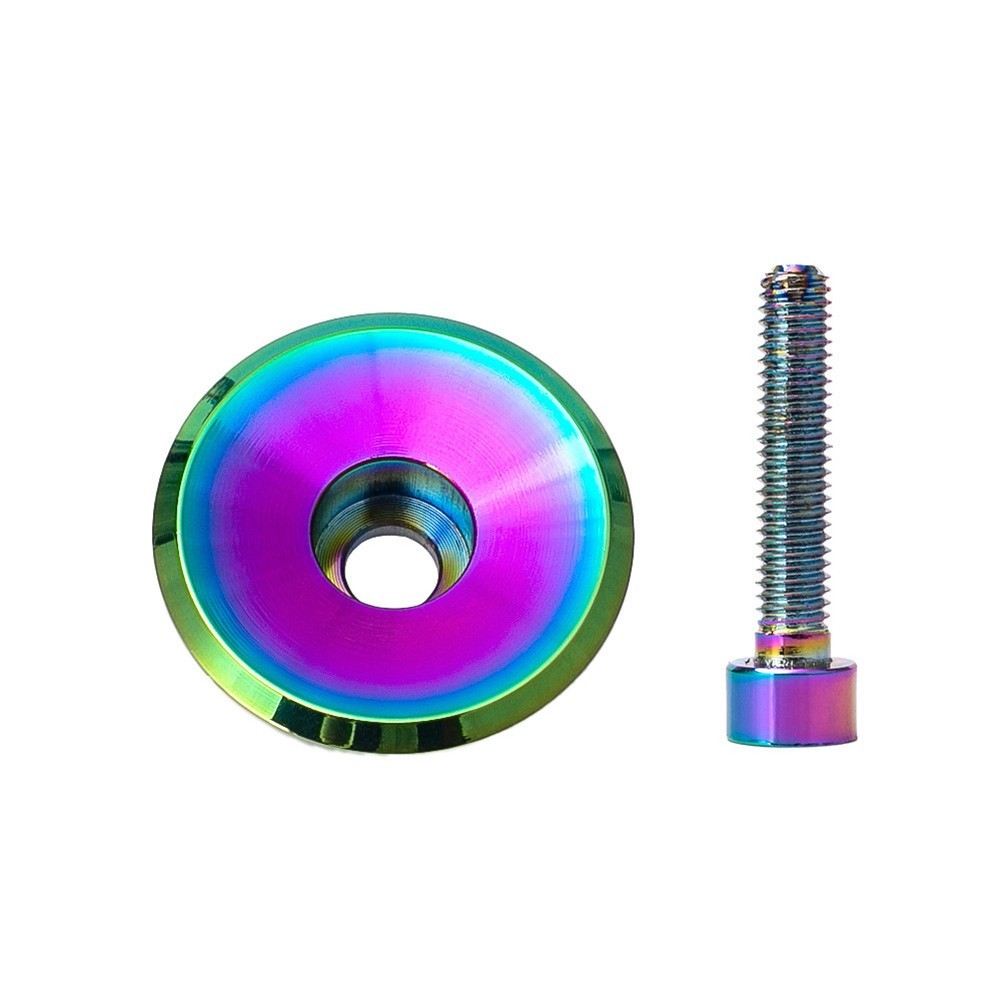 Multicolor Oil Slick Aluminium Headset Stem Top Cap Easy To Install On Bikes New