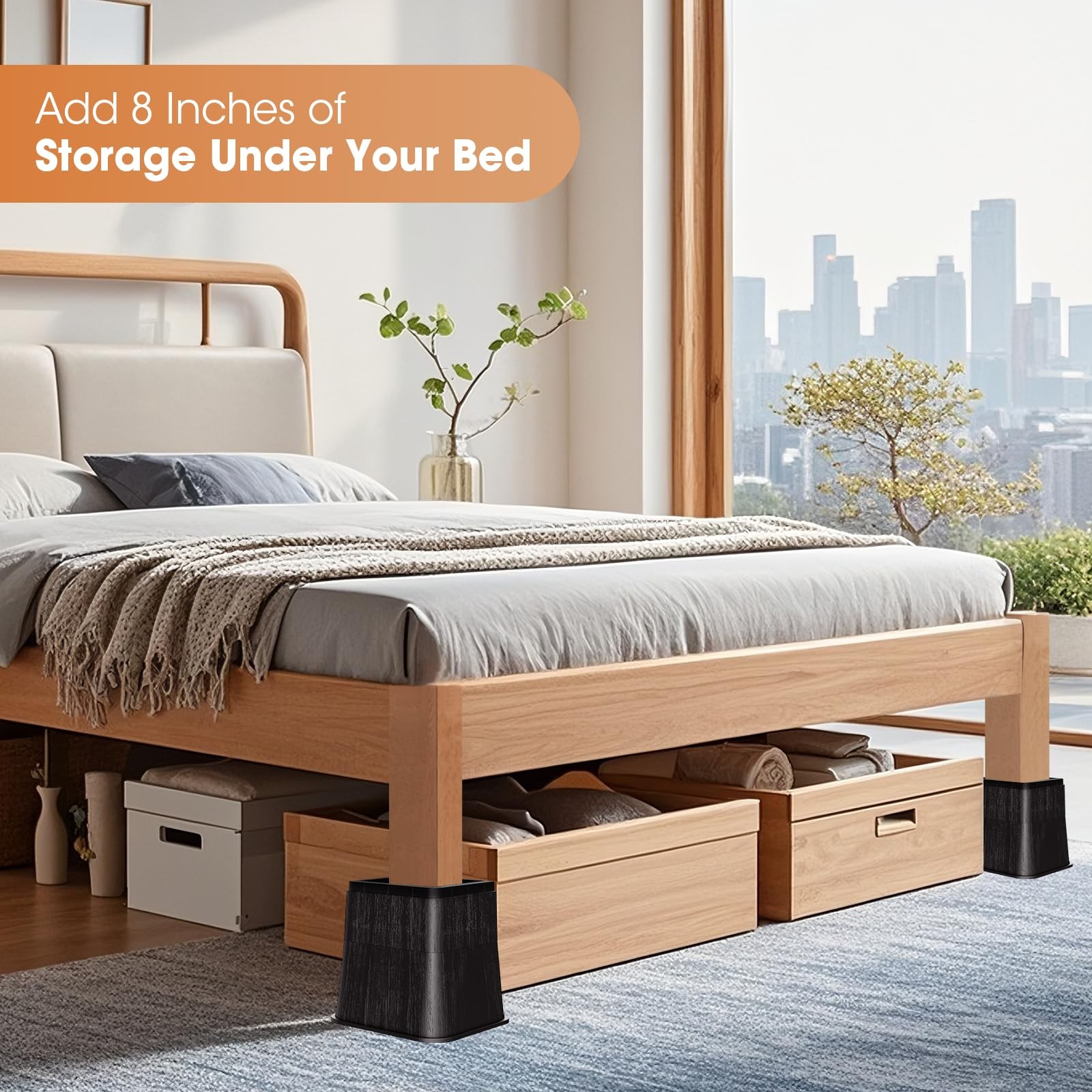 Adjustable Bed Risers,Elevation in 3, 5 or 8 Inch Heavy Duty Risers,Oversized...