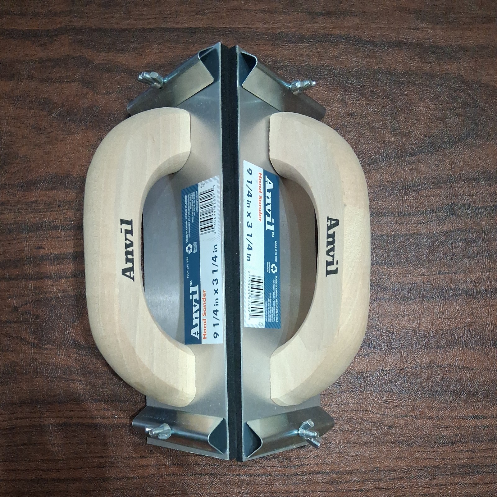 Set Of 2 DRYWALL Hand Sander 9-1/4" X 3-1/4" Aluminum Base / Wooden Handle ANVIL