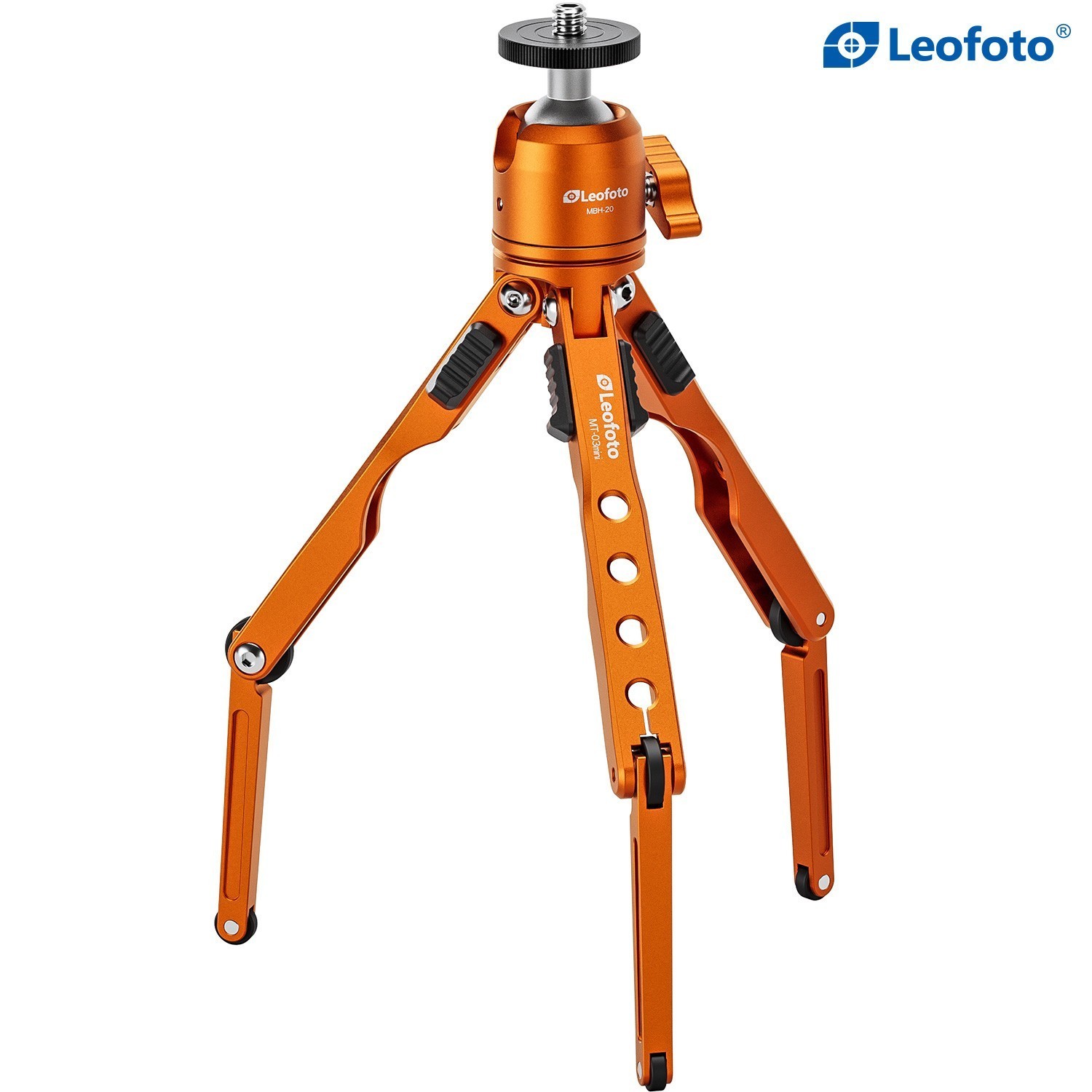 Leofoto MT-03 Mini Spider Folding Tabletop Tripod Kit w MBH-20 Ballhead-Orange