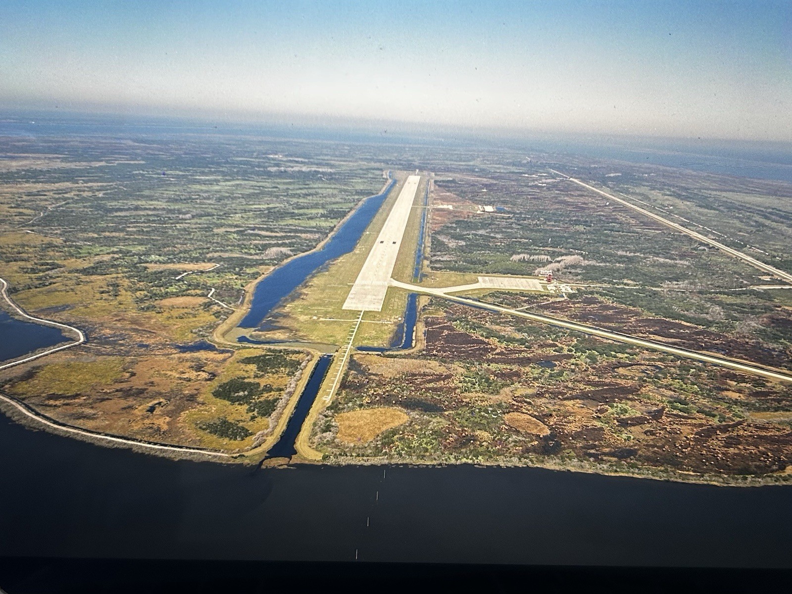 1986 NASA KSC Shuttle Aerial View Landing Facility Presentation Transparency