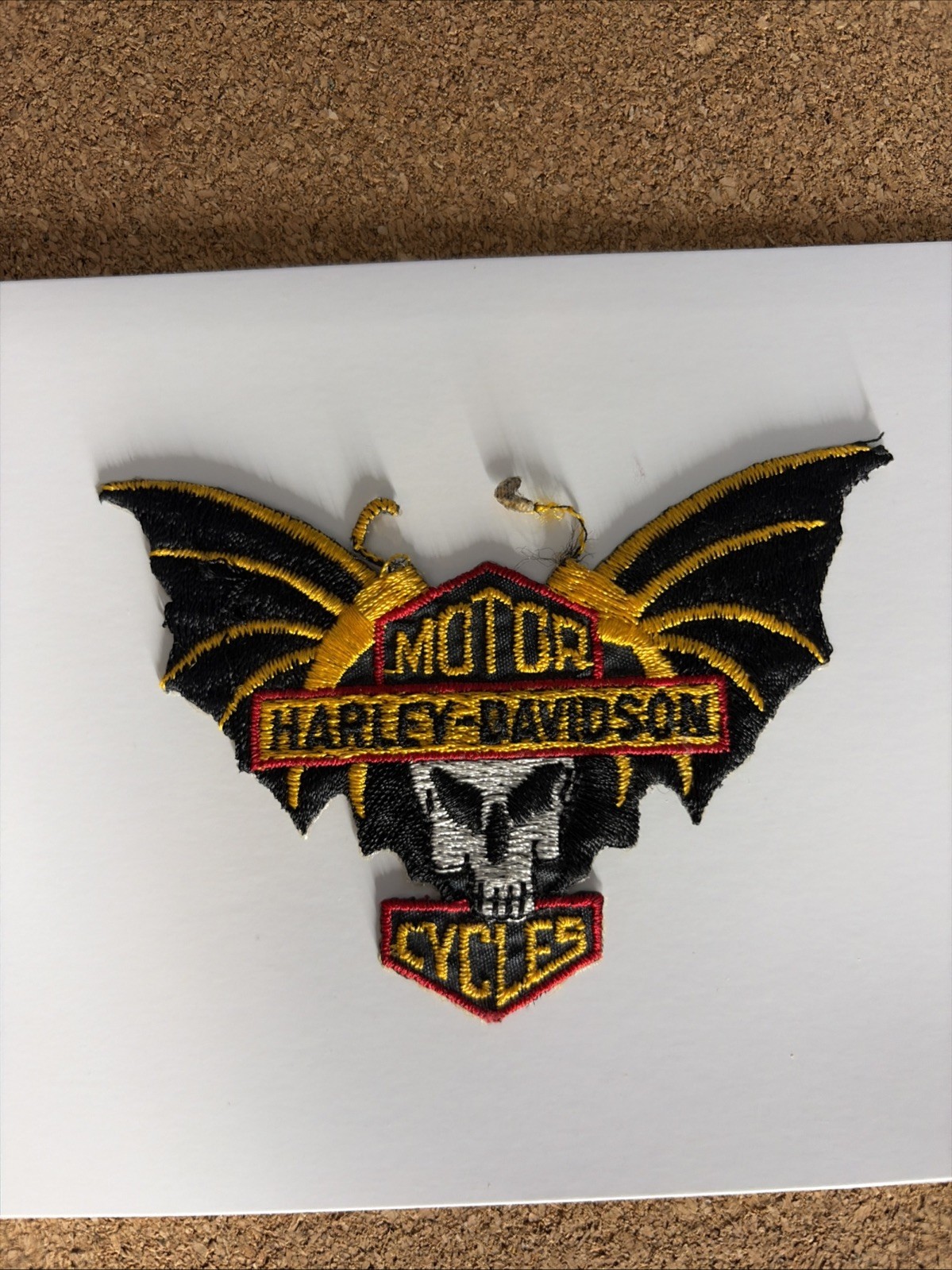 Vintage 1970s HARLEY DAVIDSON Skull BAT Outlaw BIKER Motorcycle PATCH! Rare,Mint
