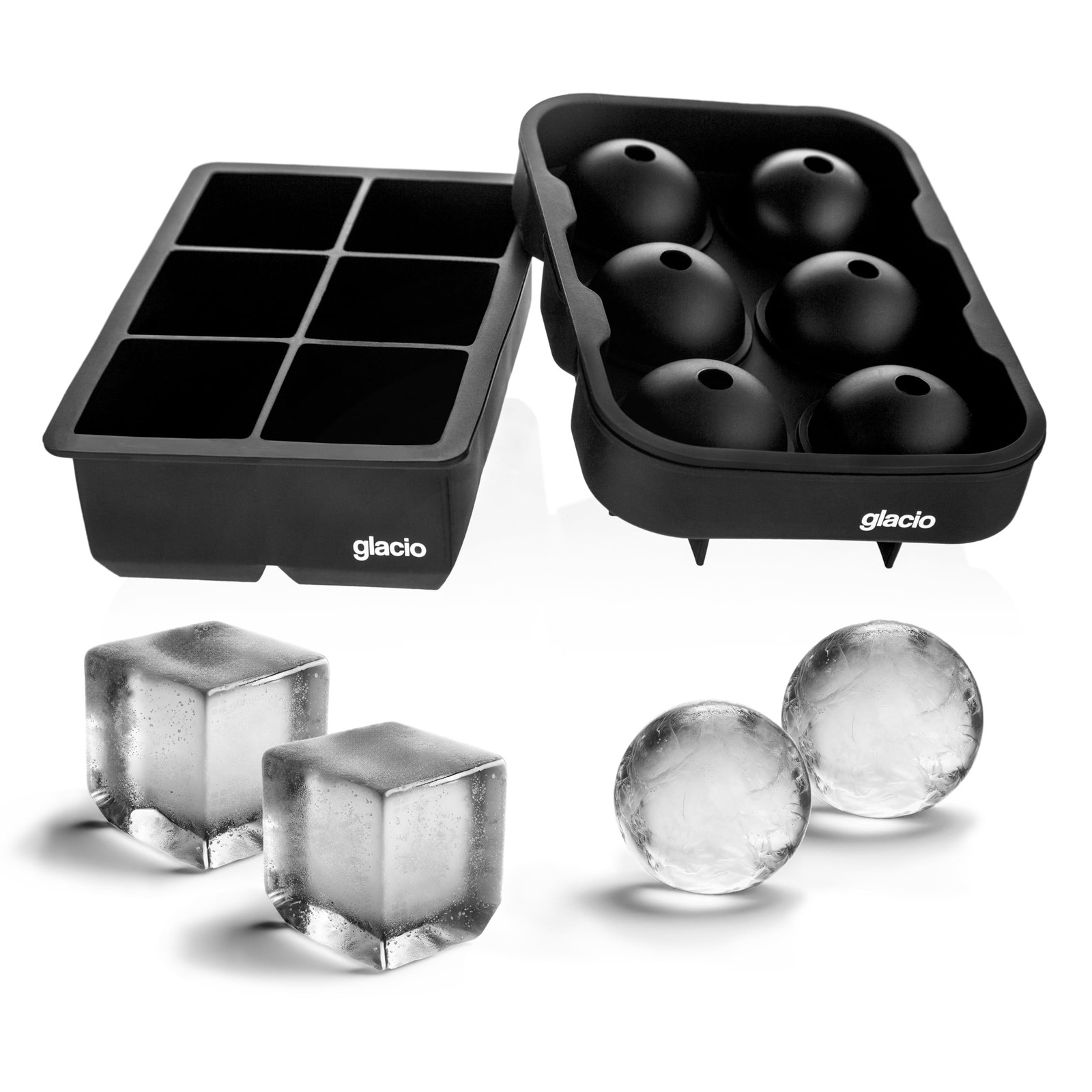 Silicone Ice Cube Trays – Large Molds for 2-Inch Large, Black