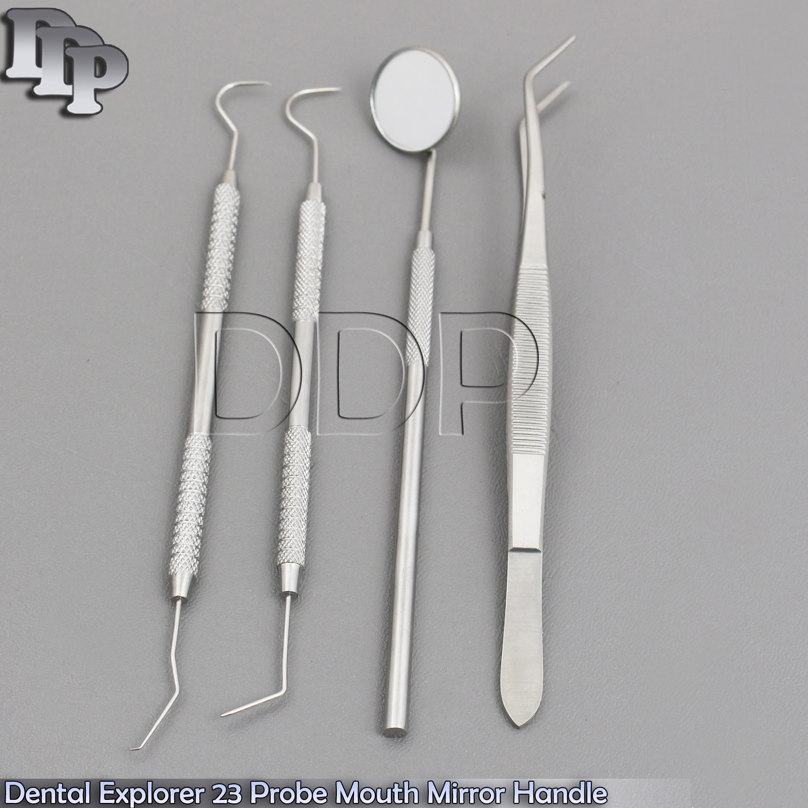 Dental Explorer 23 probe Mouth Mirror Handle Teeth Cleaning Surgical Tweezers
