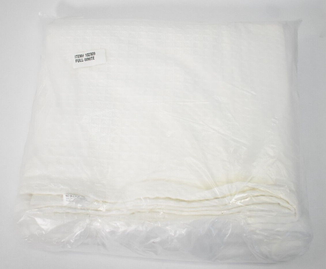 Santa Clara Spread Blanket White 102909 80" x 90" Loom Woven Honeycomb Pattern