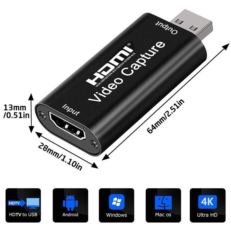 HDMI to USB Video Capture Card 1080P Game Grabber for PC Streaming