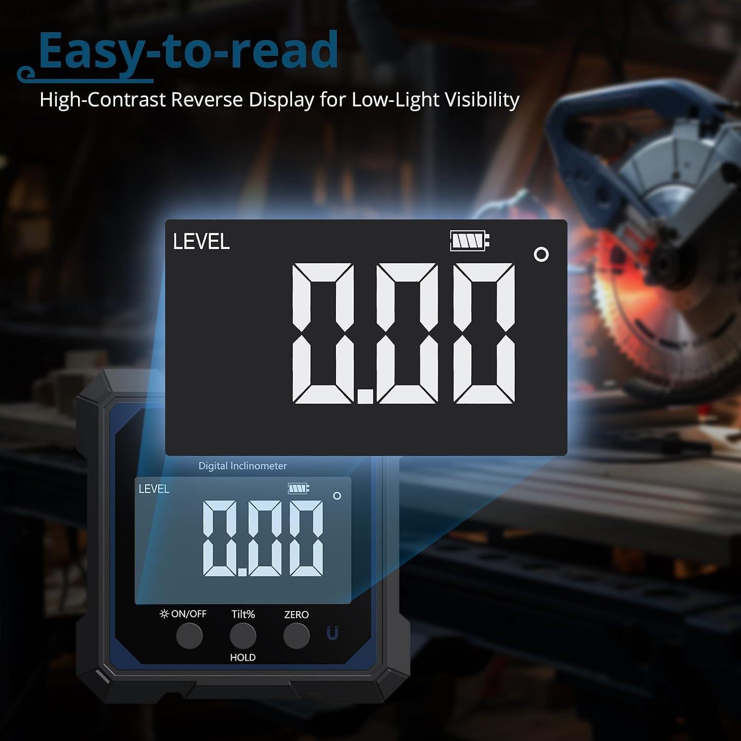 Table Saw Digital Angle Gauge with Green Laser 4 Sided Strong Magnetic Digital