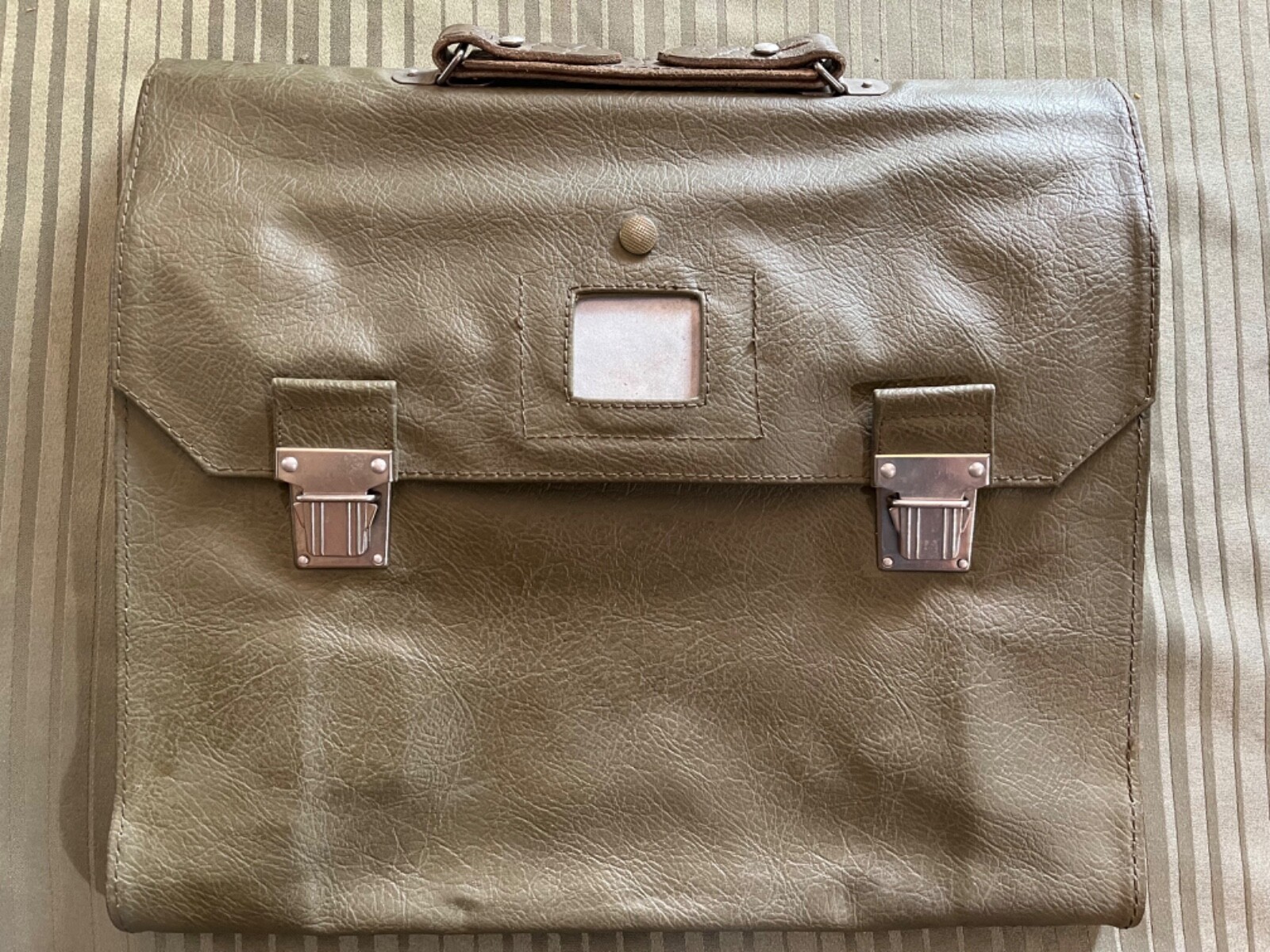 Vintage Swiss Army Military 1970s Leather Satchel Bag