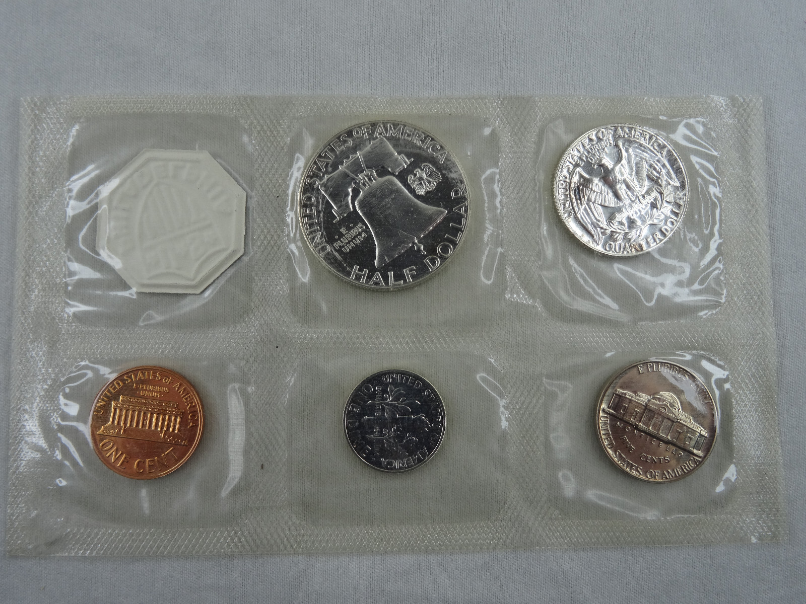 1959 Silver Proof Set US Mint OGP Envelope 90% Silver 5 Coins Franklin Half