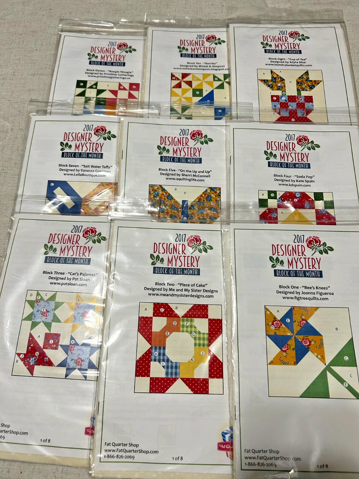 2017 Fat Quarters Design Mystery Quilting 9 in Original bag not used