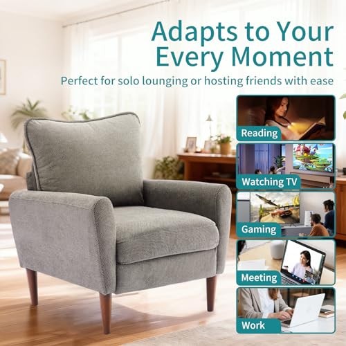 Comfy Accent Chair for Living Room Bedroom and Waiting Room, 1 Deep Gray