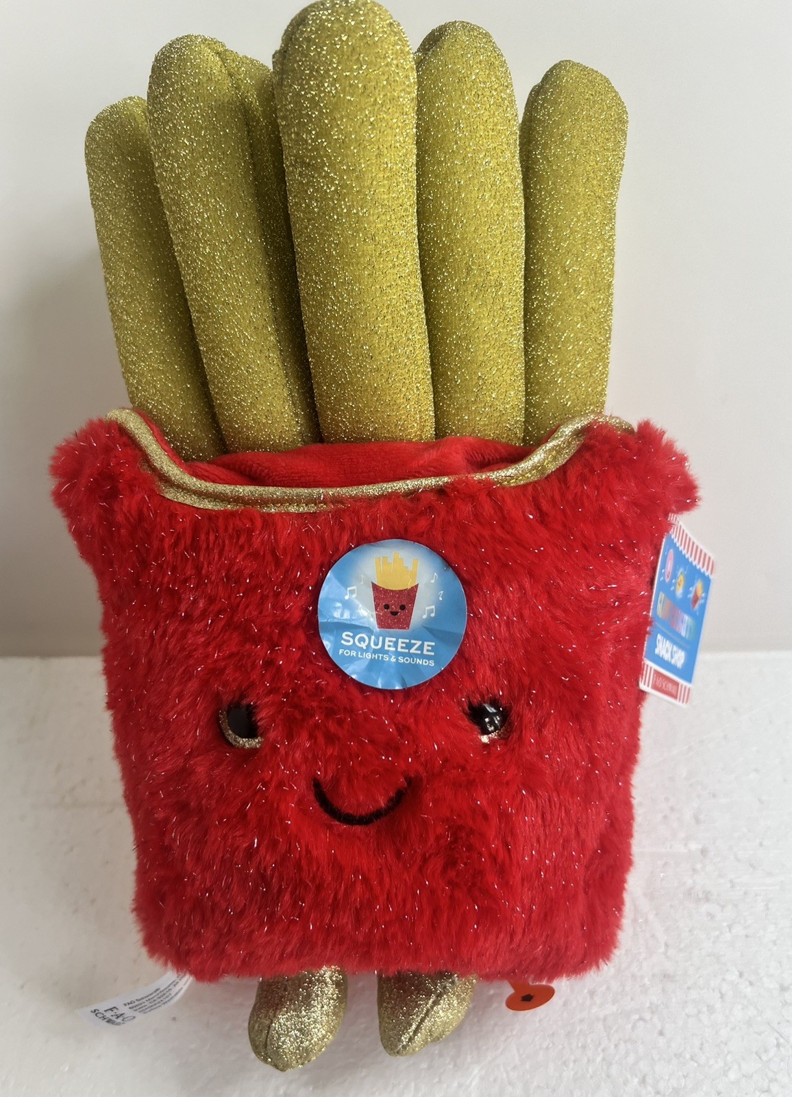 FAO Schwarz Glow Brights Plush French Fries LED with Sound 11” NEW WITH TAGS